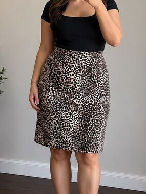 Leopard-Print Pencil Skirt Plus size OfficeWear size XL in Brown & Black Color